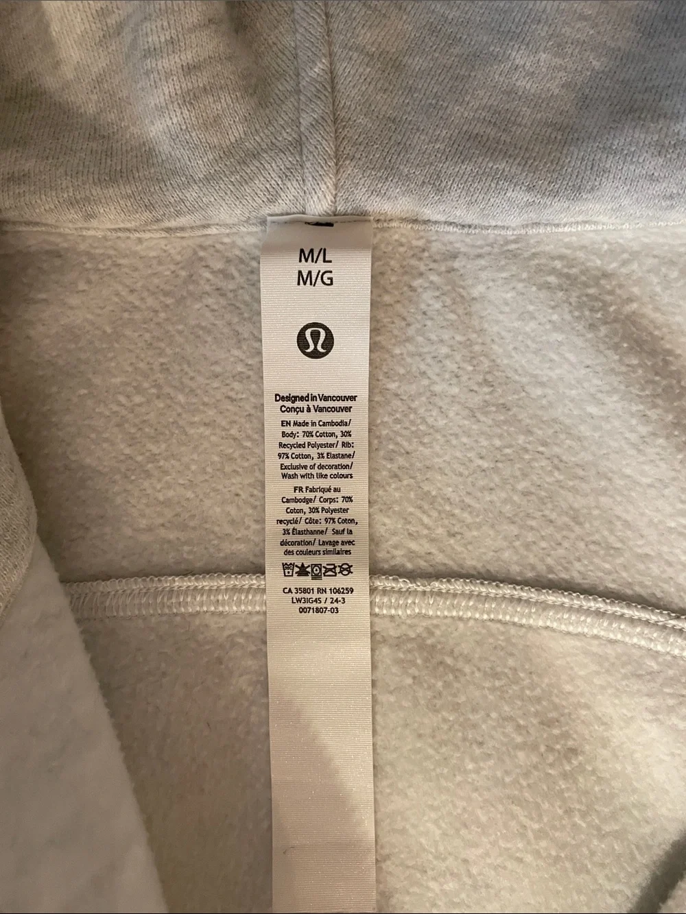 lululemon athletica Scuba Light Gray Cropped Half-Zip